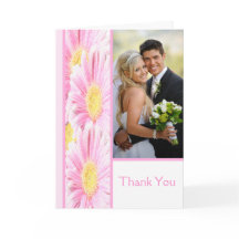 Roze Gerbera Madeliefjes op Witte Bedankkaart