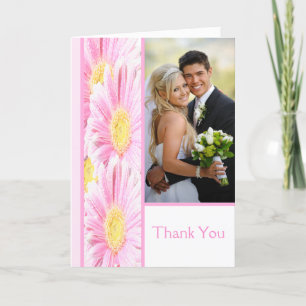 Roze Gerbera Madeliefjes op Witte Bedankkaart