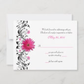 Roze Gerbera-Margriet Bloemstuk Reactiekaart RSVP Kaartje (Achterkant)