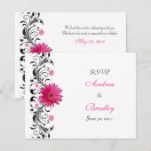 Roze Gerbera-Margriet Bloemstuk Reactiekaart RSVP Kaartje (Voorkant / Achterkant)