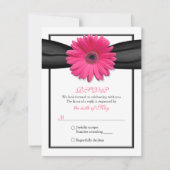 Roze Gerbera met Black Ribbon Response Kaart (Voorkant)