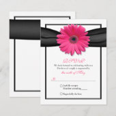 Roze Gerbera met Black Ribbon Response Kaart (Voorkant / Achterkant)