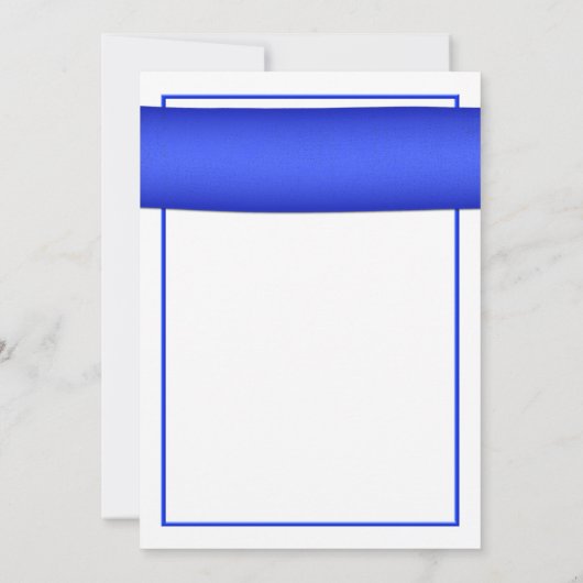 Roze Gerbera met Blue Satin Ribbon Invitation Kaart (Achterkant)