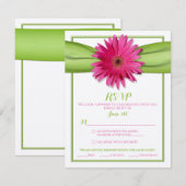 Roze Gerbera met Green Ribbon Response Kaart (Voorkant / Achterkant)