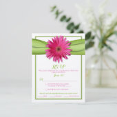 Roze Gerbera met Green Ribbon Response Kaart (Staand voorkant)