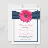 Roze Gerbera met Navy Ribbon Sparen de Kaart van d (Voorkant)
