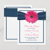 Roze Gerbera met Navy Ribbon Sparen de Kaart van d (Voorkant / Achterkant)