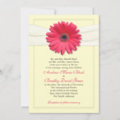 Roze Gerbera met uitnodiging van Ivory Ribbon (Voorkant)