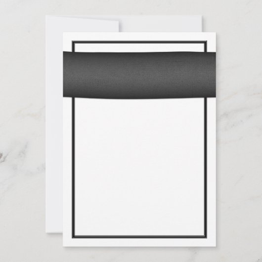 Roze Gerbera met zwarte lintuitnodiging Kaart (Achterkant)