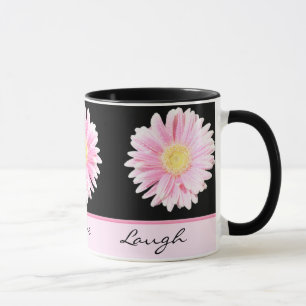 Roze Gerbera op Black Live, Liefde, Lach Mok