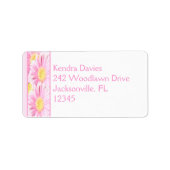 Roze Gerbera op het Wit etiket van het Adres van d (Voorkant)