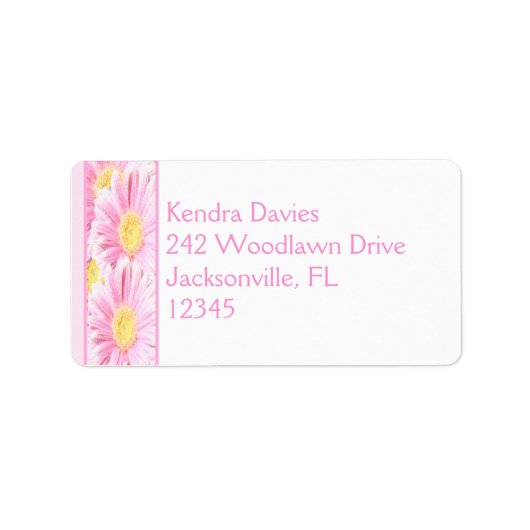 Roze Gerbera op het Wit etiket van het Adres van d (Voorkant)