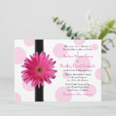 Roze Gerbera Polka Dot Wedding Uitnodiging (Staand voorkant)