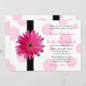 Roze Gerbera Polka Dot Wedding Uitnodiging (Voorkant / Achterkant)
