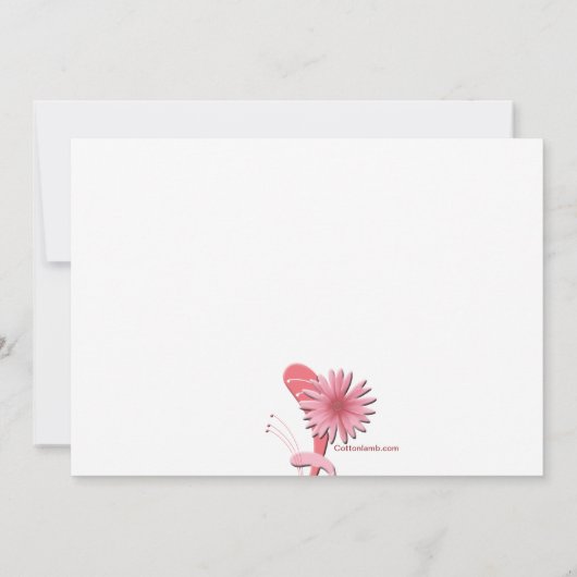 Roze Gerbera religieuze uitnodiging (Achterkant)