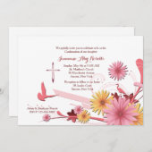 Roze Gerbera religieuze uitnodiging (Voorkant / Achterkant)