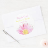 Roze Gerbera Sticker 3" (optionele achtergrond) (Envelop)