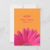 Roze Gerbera Tulp Oranje Trouw RSVP Kaart (Achterkant)