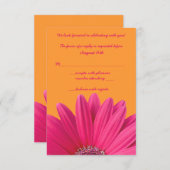 Roze Gerbera Tulp Oranje Trouw RSVP Kaart (Voorkant / Achterkant)