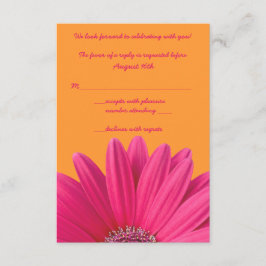 Roze Gerbera Tulp Oranje Trouw RSVP Kaart