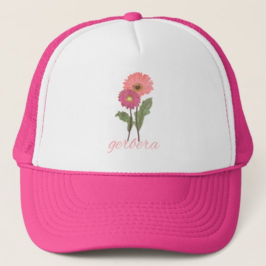  roze gerbera voor bloemen trucker pet (Voorkant)