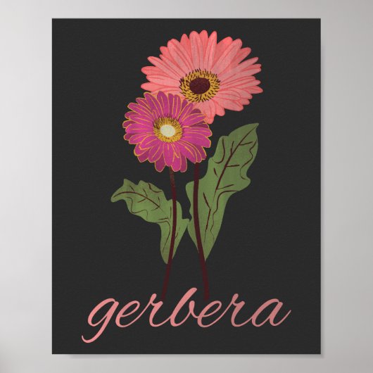 roze gerbera voor bloemenliefhebber poster (Voorkant)