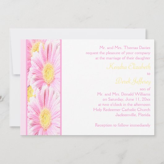 Roze Gerberas over de uitnodiging tot het indienen (Achterkant)