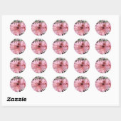 roze gerbera's ronde sticker (Vel)