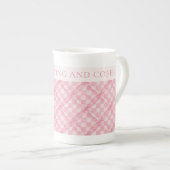 ROZE GEREGELDE QUILT Bone China Mok + Tekst / Blus (Voorkant rechts)