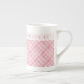 ROZE GEREGELDE QUILT Bone China Mok + Tekst / Blus (Rechts)