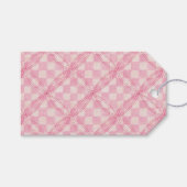 ROZE GEREGELDE QUILT Cadeaubijsluiters / Wit Cadeaulabel (Voorkant (Horizontaal))