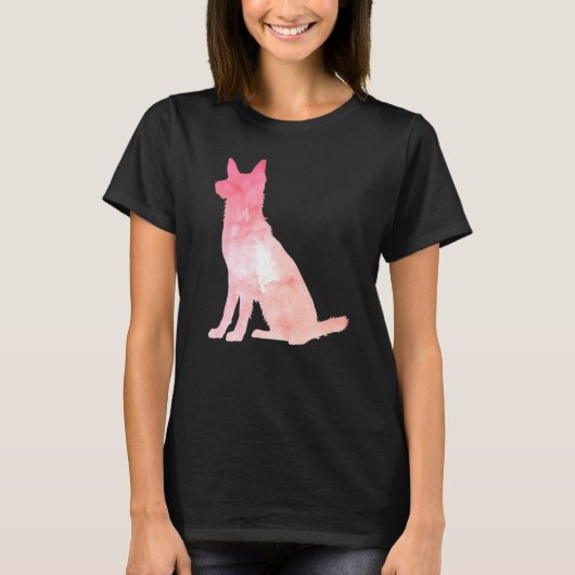 Roze German Shepherd Fied T-shirt (Voorkant)