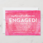 Roze gerolde inkt verloofd! Verlovingsfeest Kaart (Voorkant)