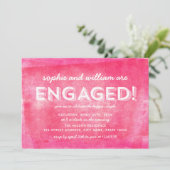 Roze gerolde inkt verloofd! Verlovingsfeest Kaart (Staand voorkant)