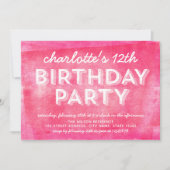 Roze gerolde inkt voor elke verjaardag uitnodiging (Voorkant)