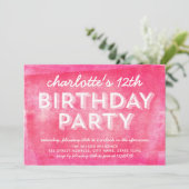Roze gerolde inkt voor elke verjaardag uitnodiging (Staand voorkant)