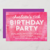 Roze gerolde inkt voor elke verjaardag uitnodiging (Voorkant / Achterkant)
