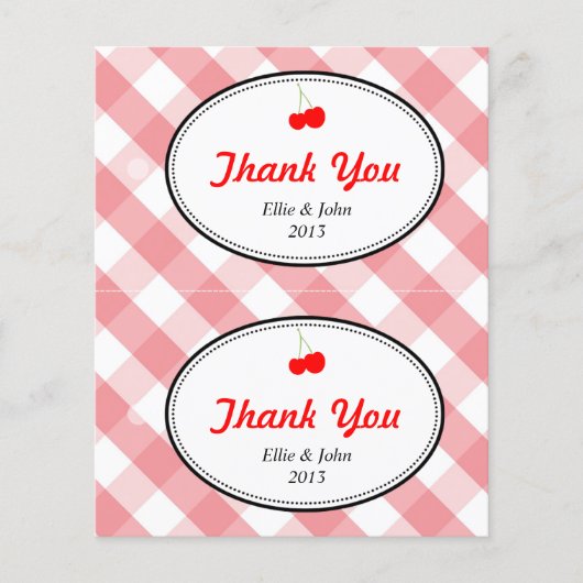 Roze geruit doe-het-zelf cadeautasje hanglabel voo flyer (Voorkant)