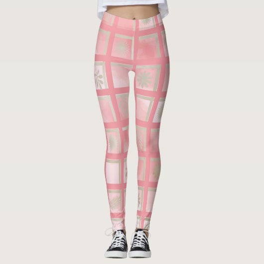 Roze Geruit Leggings (Voorkant)