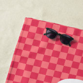 Roze geruit Meisjes Weekend Gepersonaliseerde Naam Strandlaken (In situ)