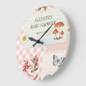 Roze Geruit met Bloemen Accenten & Custom Writ Grote Klok (Hoek)