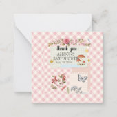 Roze geruit met bloemenaccenten en aangepaste schr notitiekaartje (Voorkant)