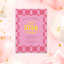 Roze geruit patroon Schattige meisje Verjaardag