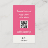 Roze geruit stijlvol Visitekaartje (Achterkant)