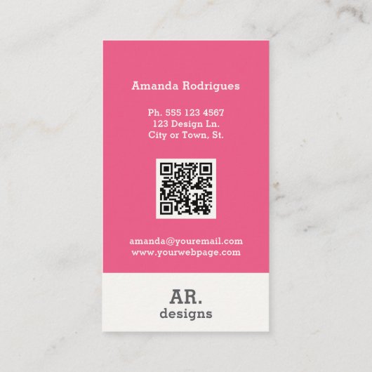 Roze geruit stijlvol Visitekaartje (Achterkant)