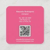 Roze geruit vierkant designer Visitekaartje (Achterkant)
