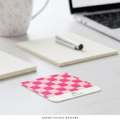 Roze geruit vierkant designer Visitekaartje