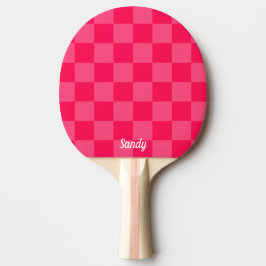 Roze geruite achtergrond aangepaste naam tafeltennisbatje