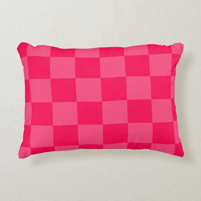 Roze geruite achtergrond accent kussen (Voorkant)