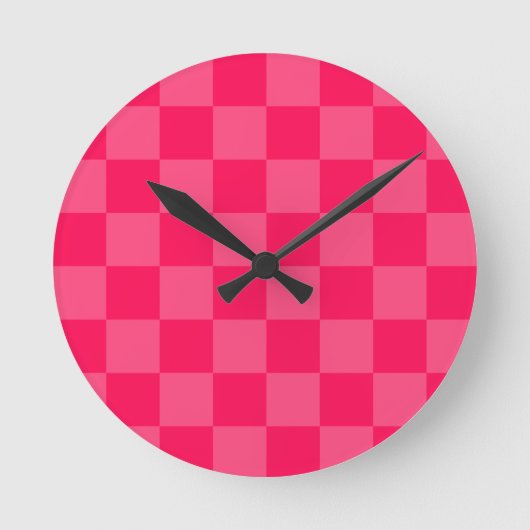 Roze geruite achtergrond ronde klok (Voorkant)